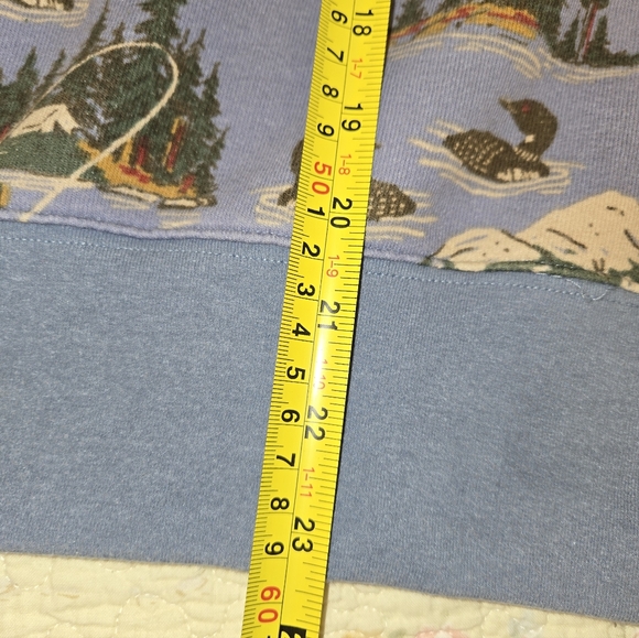 L.L. Bean Signature Womens Fleece Top Vintage Fishing Theme, Small - Picture 5 of 8